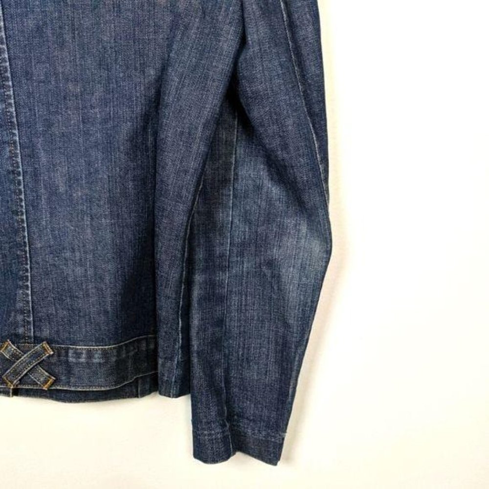 Faconnable Puffed Sleeve Denim Jacket Dark Wash S - Picture 7 of 9